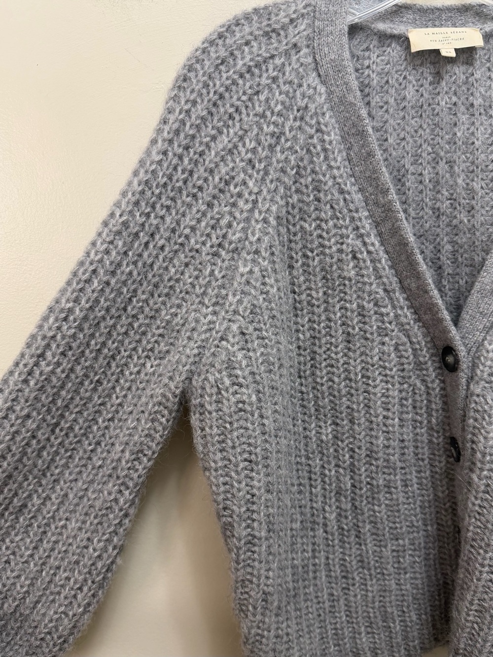 Sezane Basile Cardigan V Neck Alpaca Wool Gray Size XS - Picture 4 of 10
